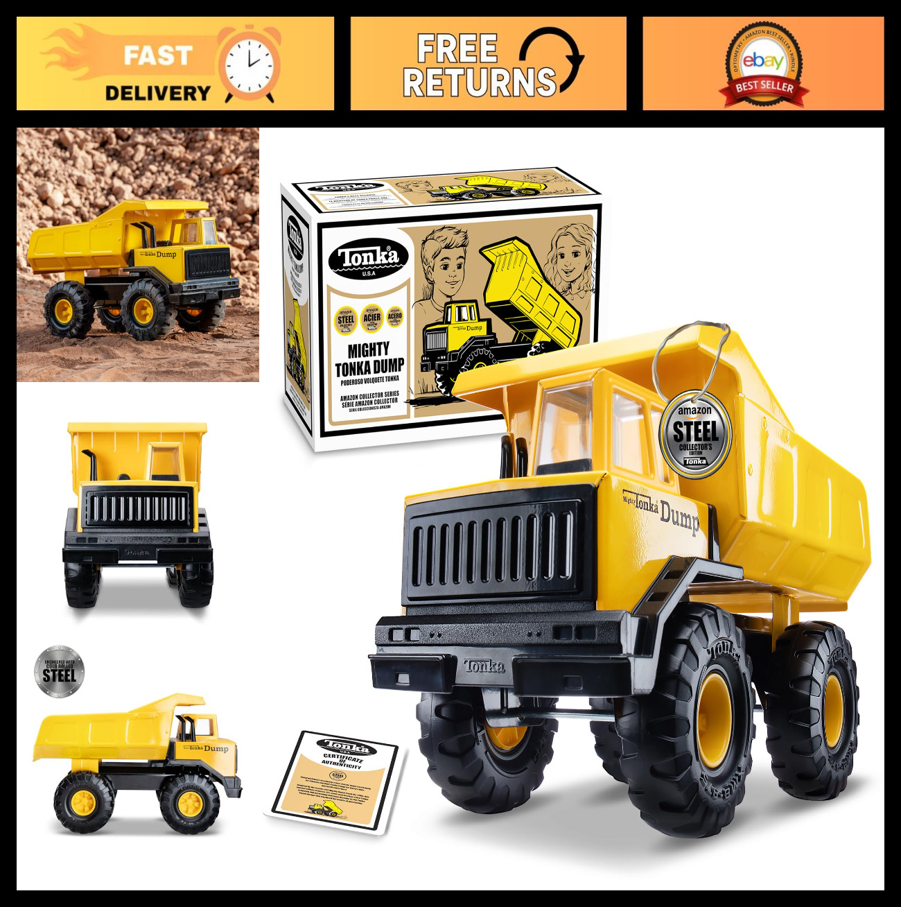 Retro Metal Dump Truck Toy – Durable Construction Vehicle for Kids 3+ | Collecto