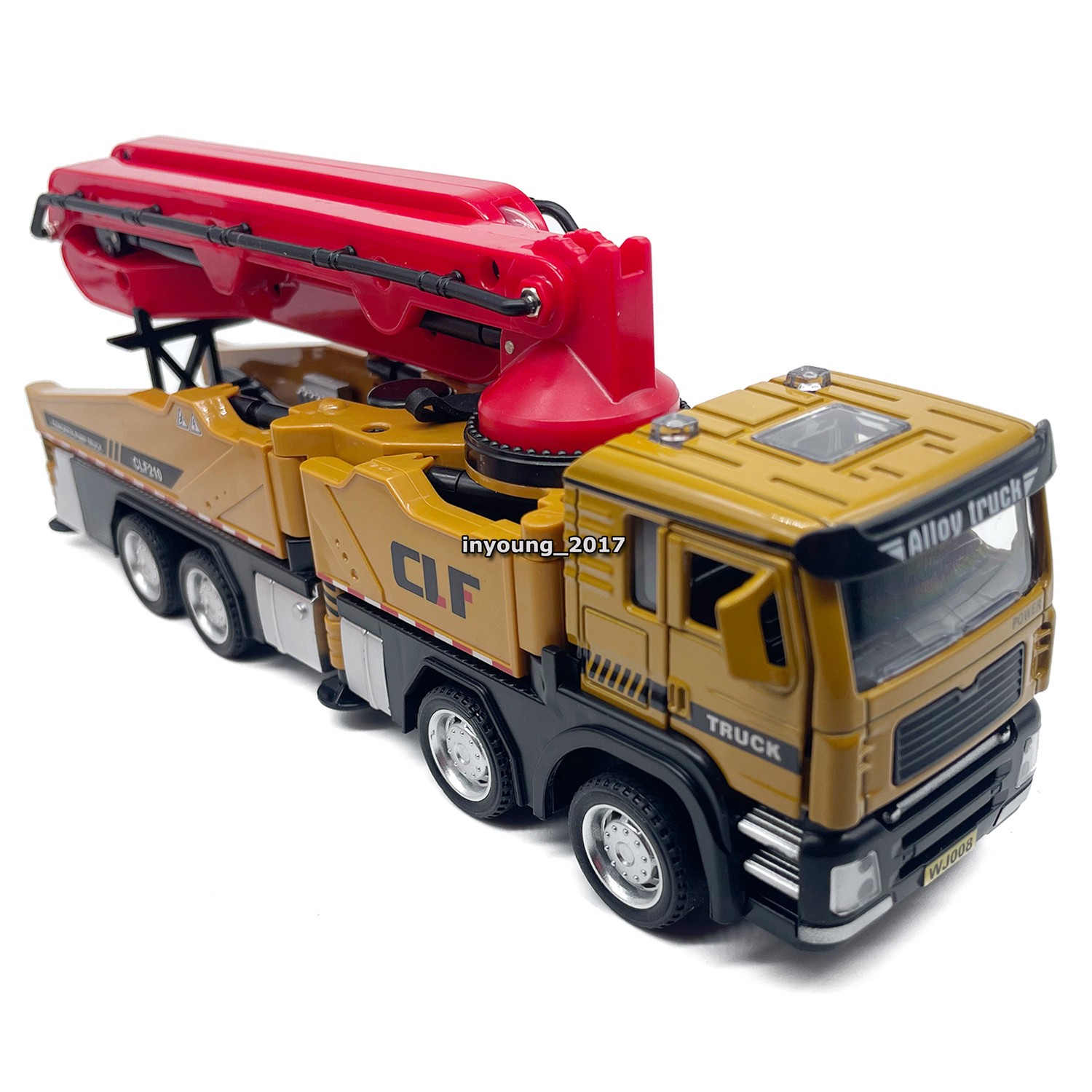 1:60 Concrete Pump Truck Toy Diecast Construction Vehicle Model for Boys Yellow