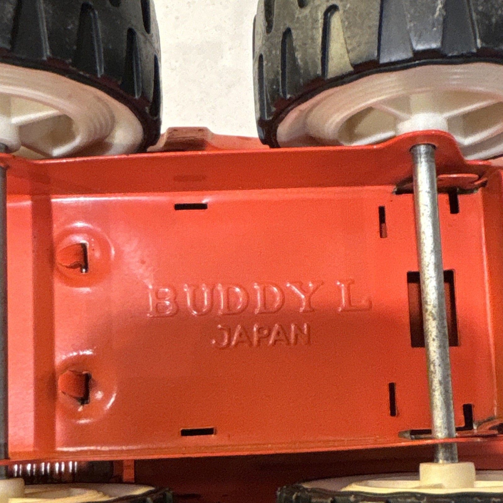 Buddy L Pressed Steel Dump Truck Toy, Red/White/Black, Japan