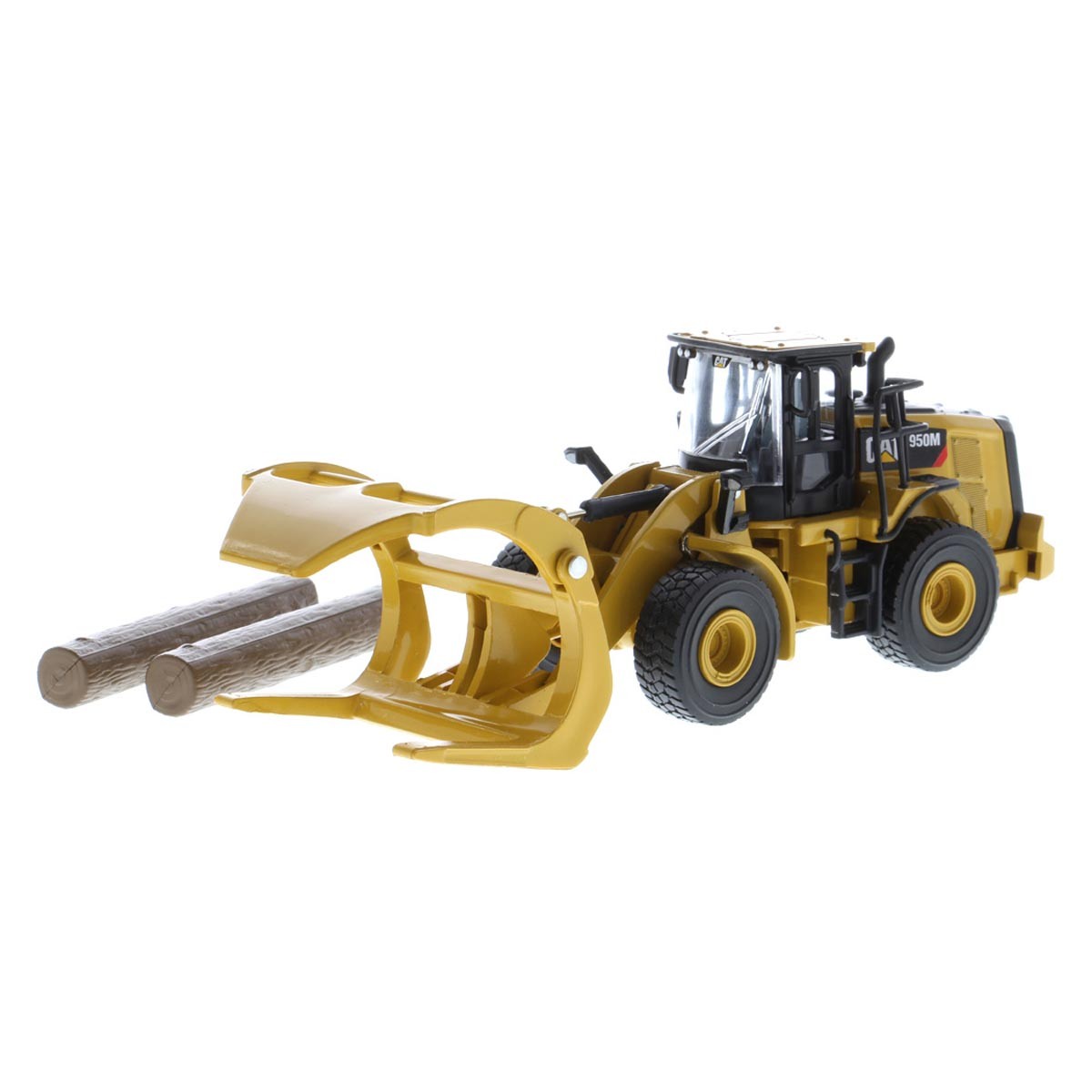 1/64 Caterpillar CAT 950M Wheel Loader W/ Log Fork, Bucket & 2 Log Poles 85635