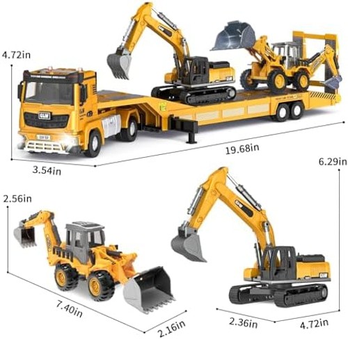 Construction Carrier Trucks Toy Set – Alloy Inertia Driving 1:40 & 1:55 Simul…