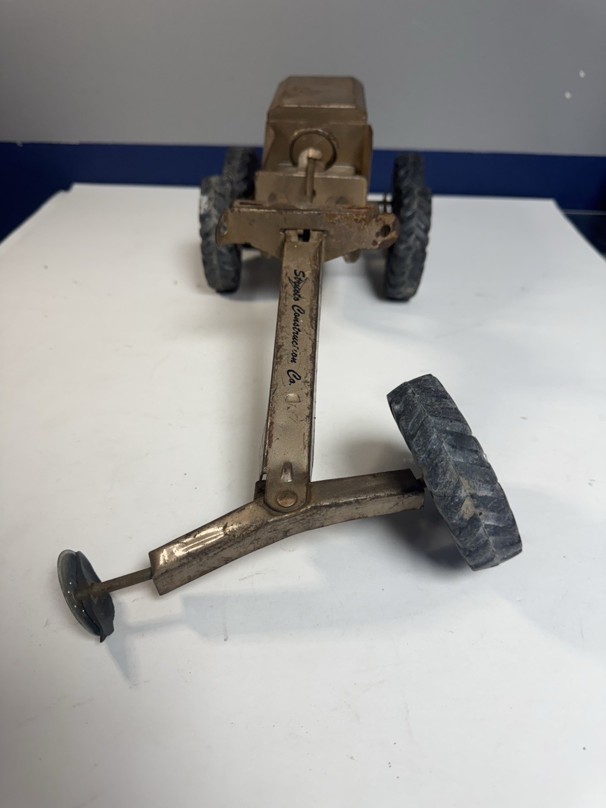 vintage structo pressed steel road grader tractor bronze color Needs Repair