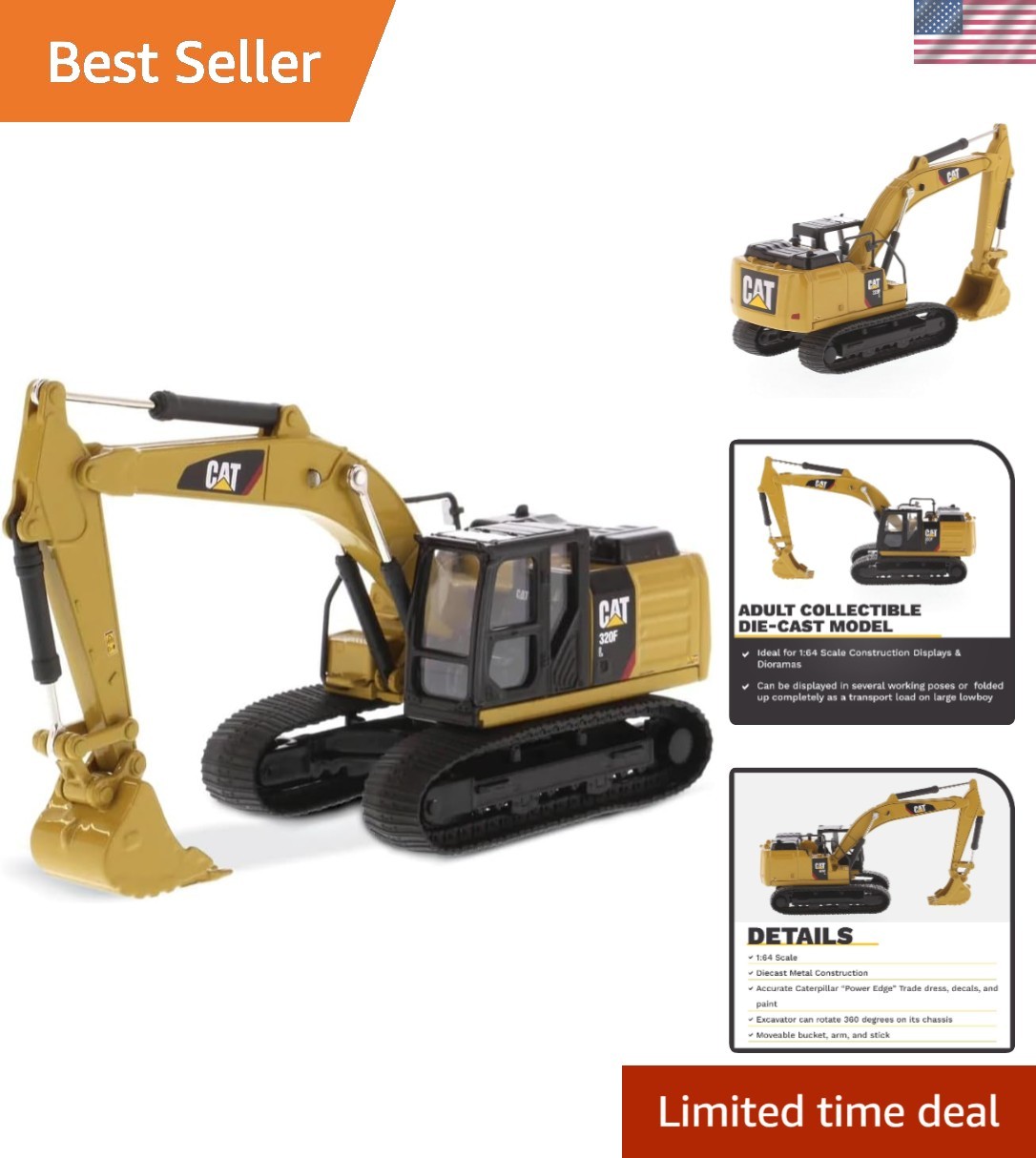 1:64 Scale Caterpillar 320F L Hydraulic Excavator Model 85690 | Play & Collec…