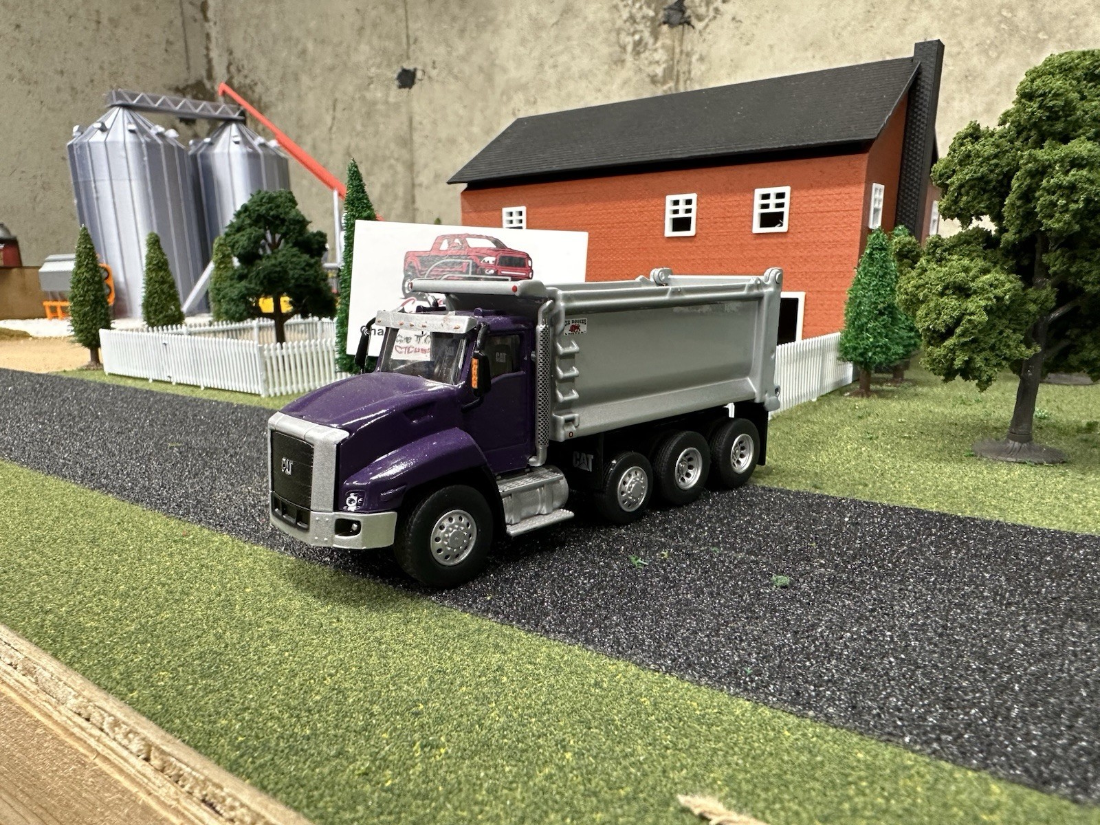 Purple Cat Dump Truck with Working Dump Bed Construction Vehicle