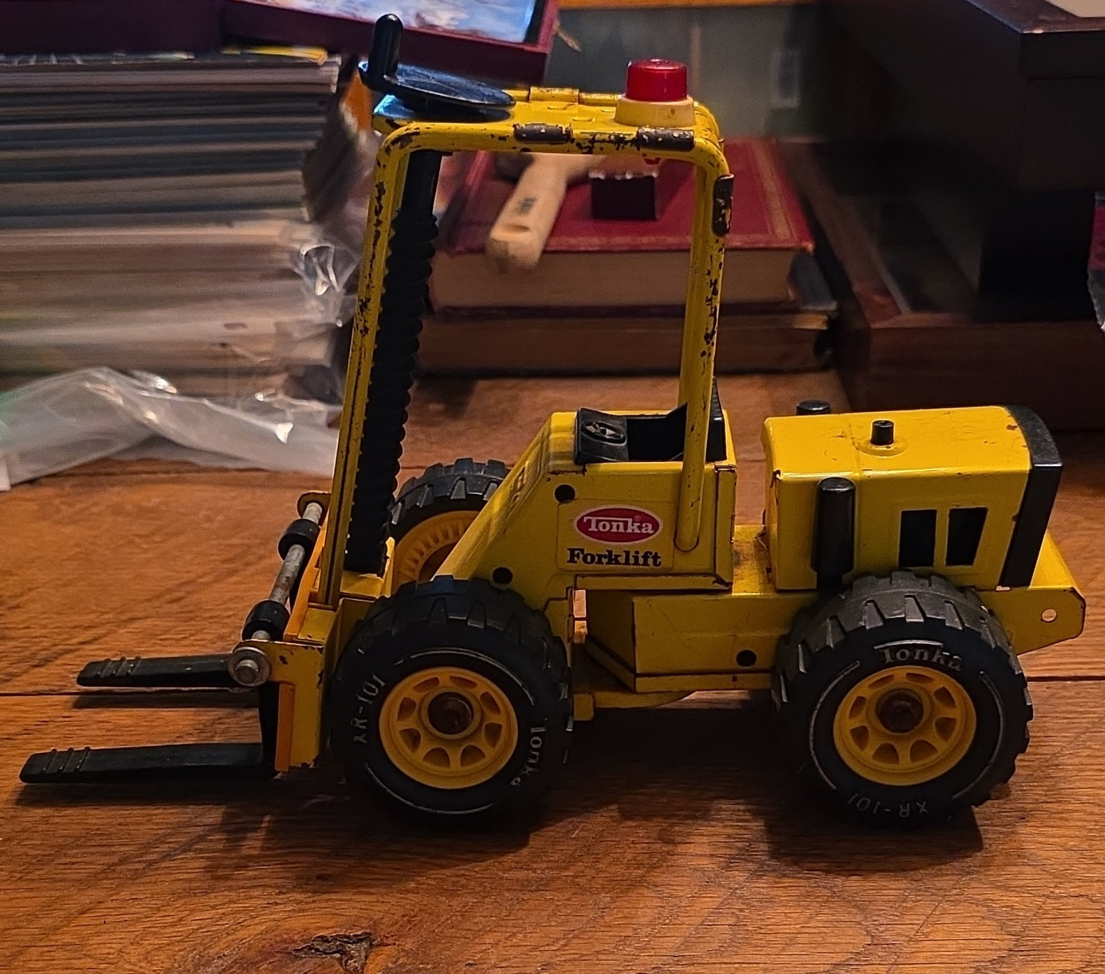Tonka Vintage Diecast Forklift Construction Toy Yellow Black Red Blue Circa 1970