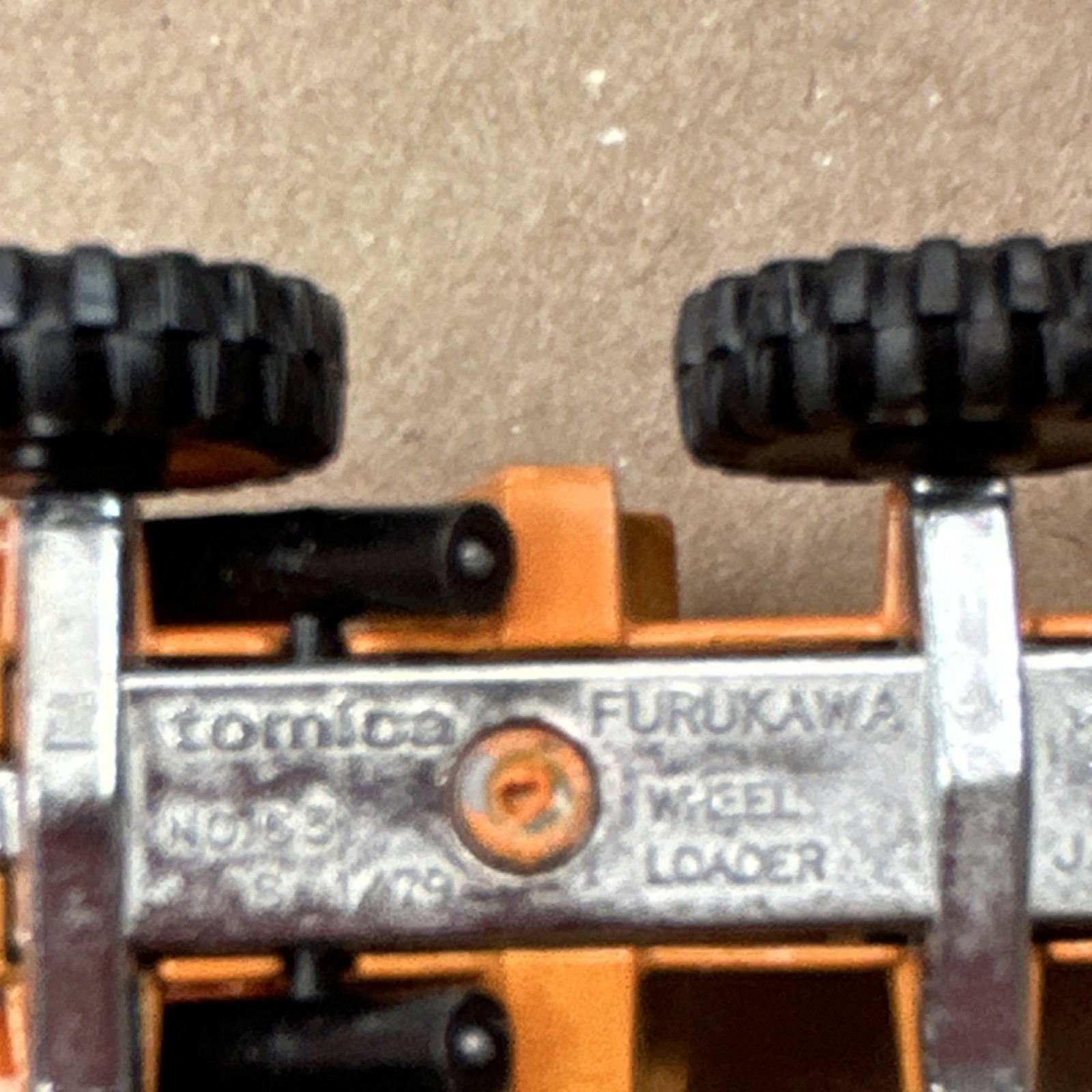Tomica Furukawa Wheel Loader Diecast 1:64 Orange Black 1979 Construction Vehicle