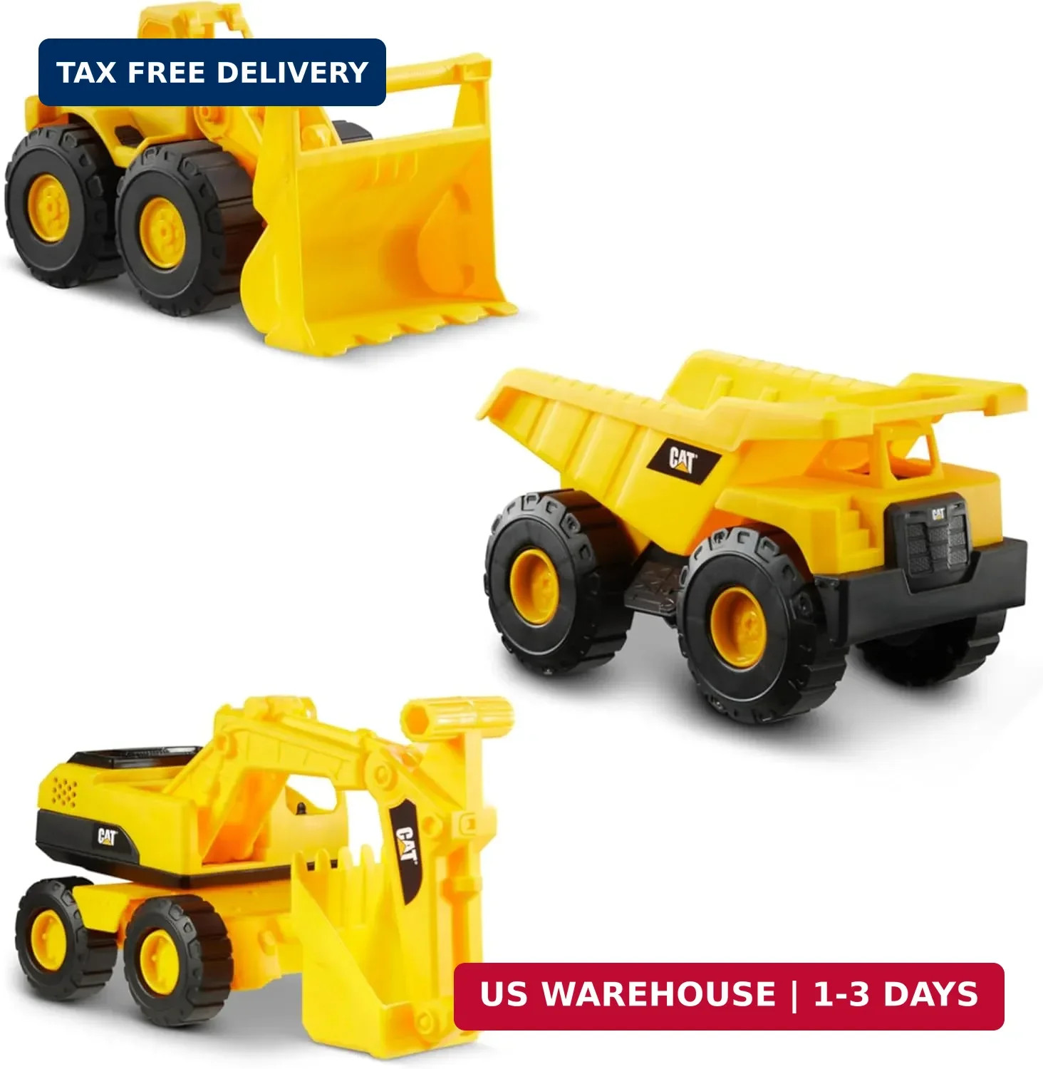 Cat Construction 7″ Dump Truck, Loader & Excavator toys Combo Pack