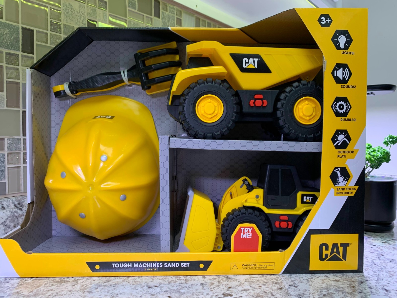 Cat Tough Machines Light & Sound Toy Vehicle Set With Hard Helmet🔥
