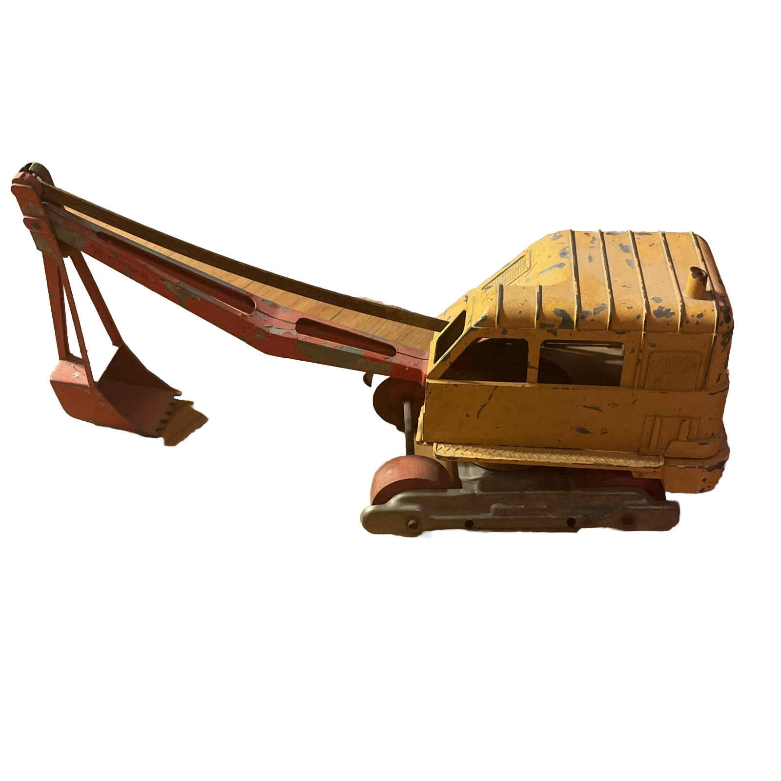 Antique Metal Hubley Toy Excavator Yellow & Red