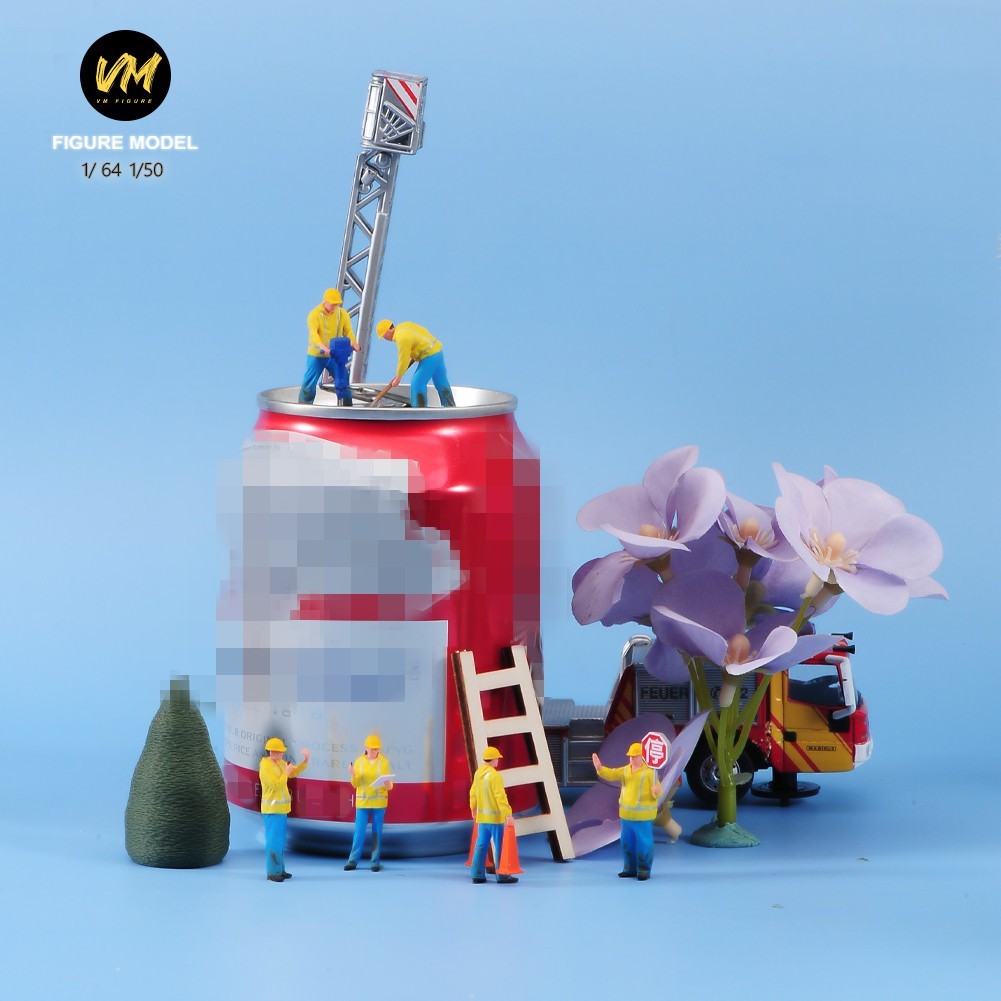 VM 1:50 Construction Workers Doll 6pcs Set A Resin Mini Figures Toys Scene Props