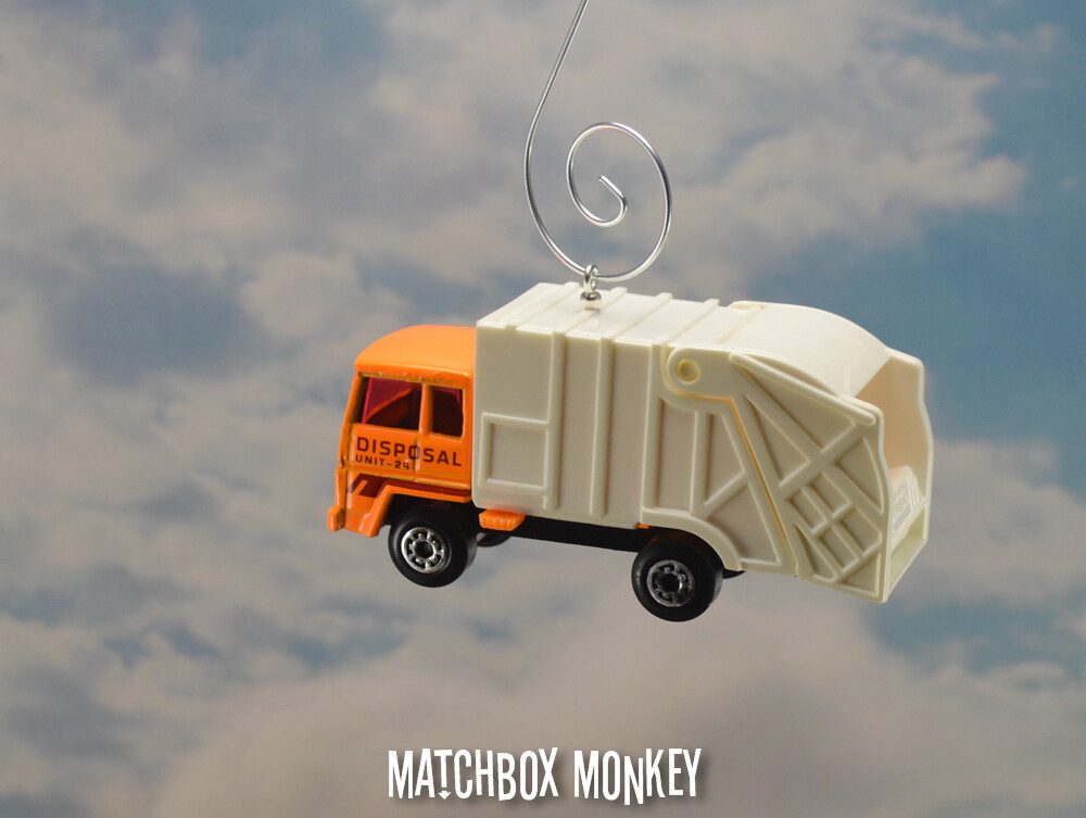 Orange Garbage Trash Refuse Truck Custom Christmas Ornament Waste Management