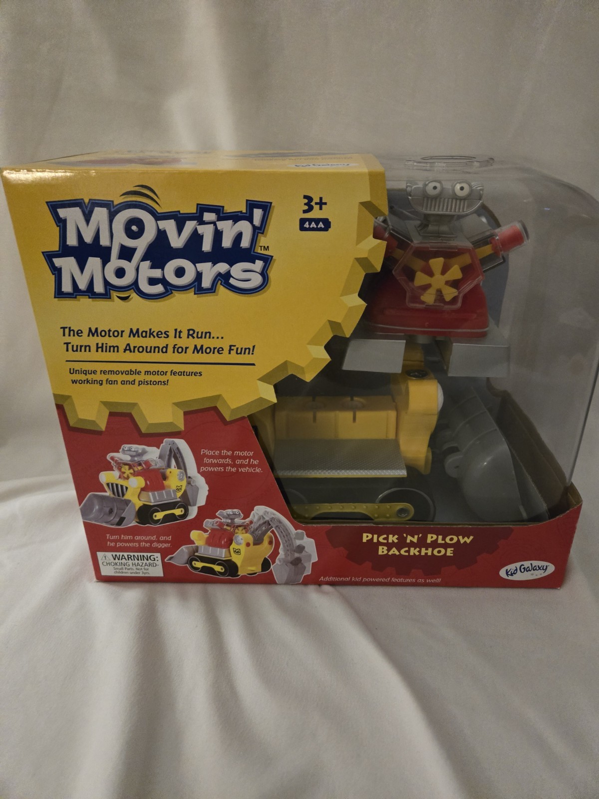 Kids Galaxy Movin Motors Pick N Plow Backhoe With Removable Motor Working Parts