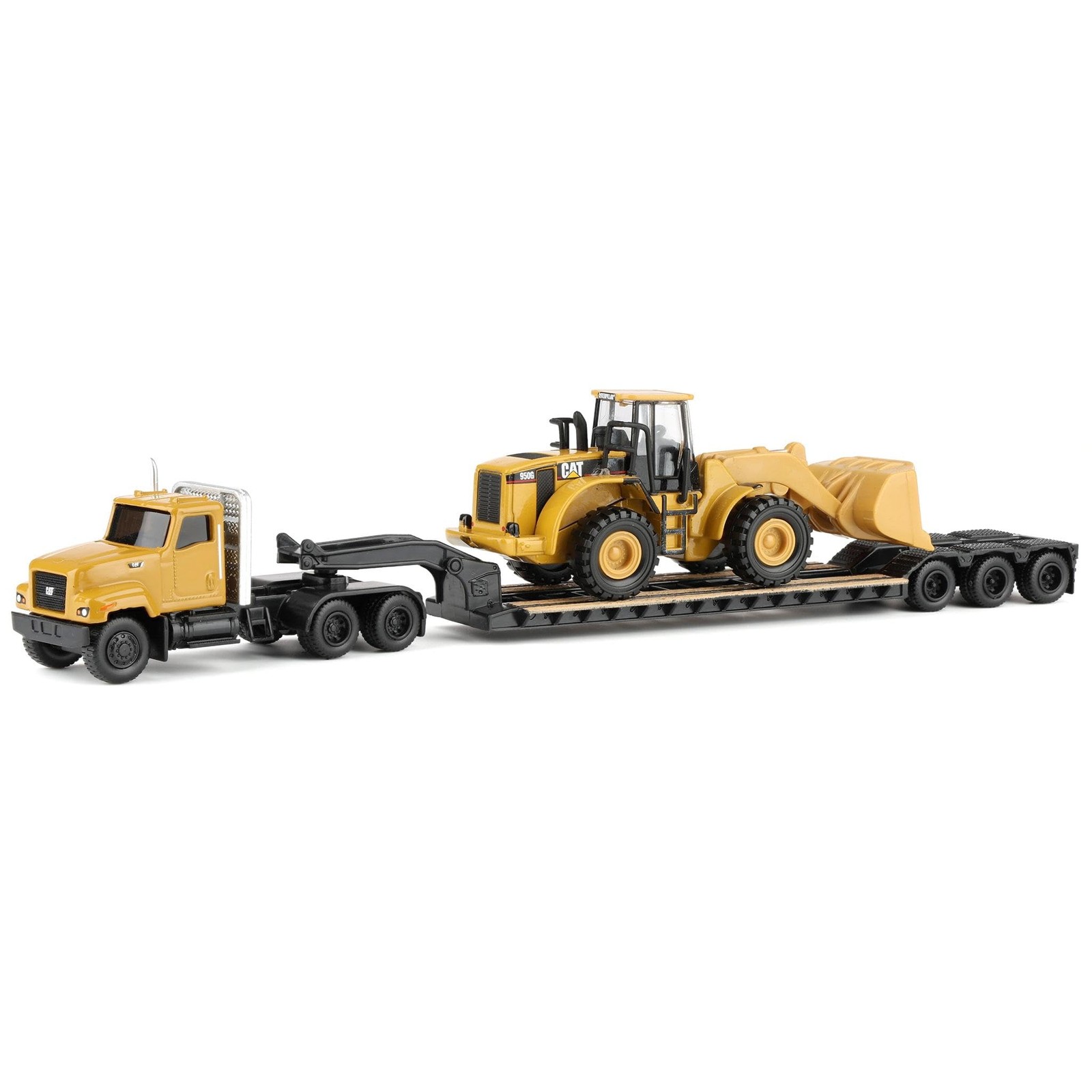 1:87 Cat CT681 Day Cab Tractor with Lowboy Trailer and Cat 950G Wheel Loader