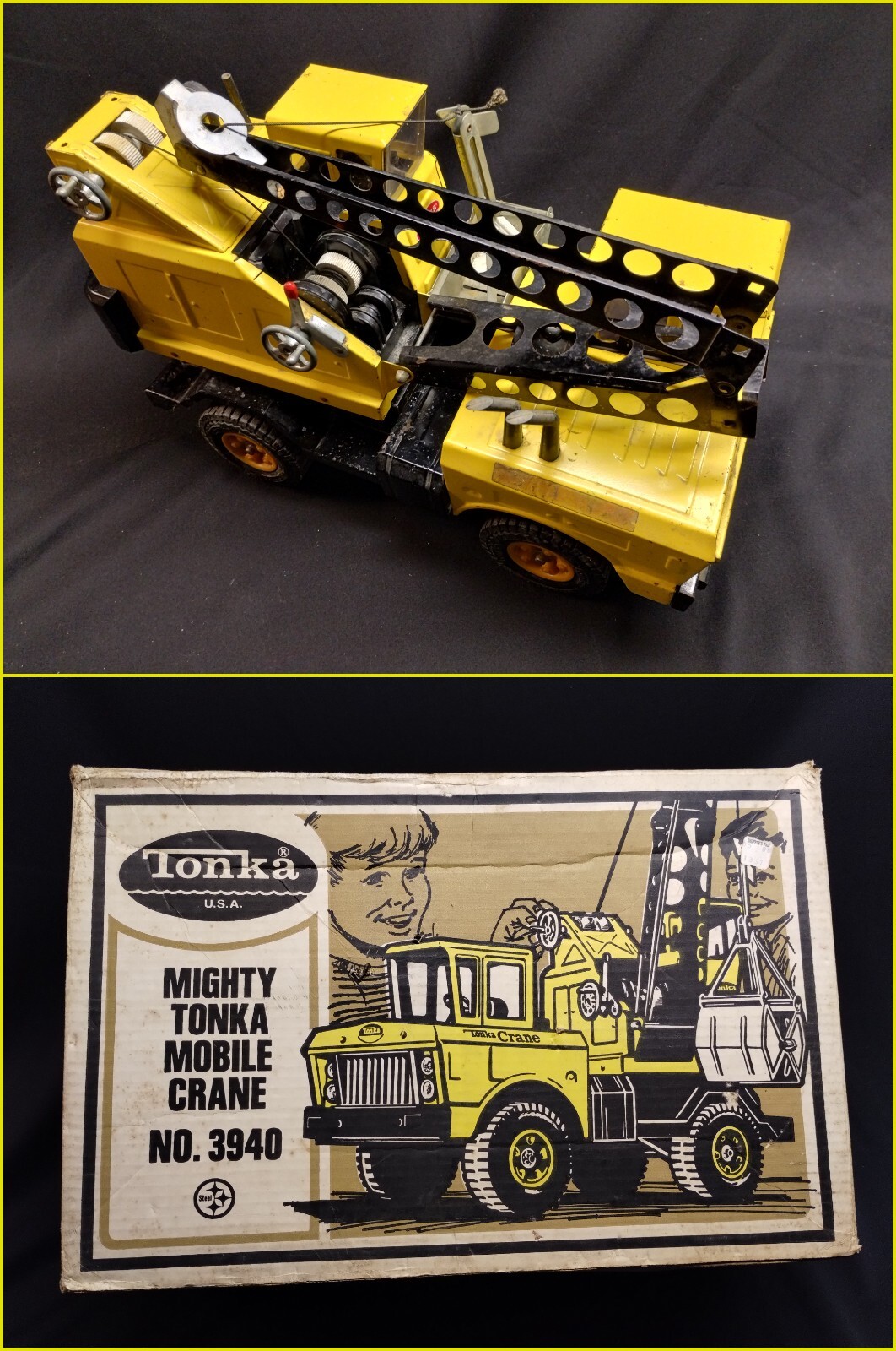 Vintage Mighty TONKA Mobile Crane No. 3940 in Original Box
