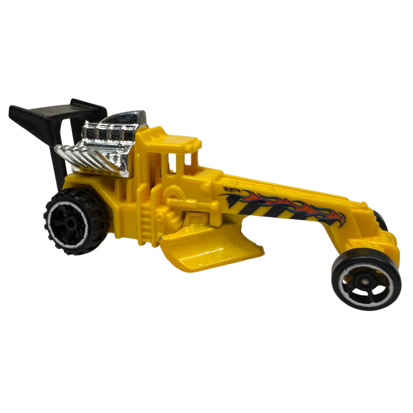 Hot Wheels Dragster Dozer Road Grader Yellow Flame Decals Diecast Toy Car CFH84