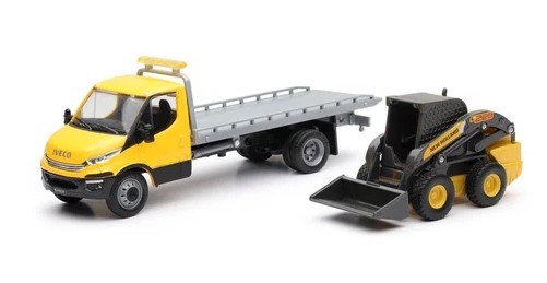 NEWRAY – NEW HOLLAND L228 mini loader with Iveco vehicle carrier truck – -…
