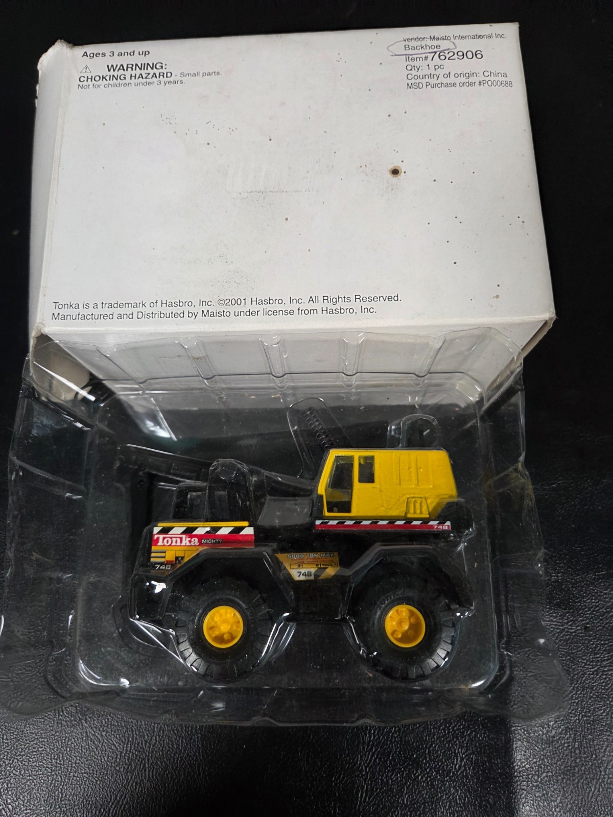 Vintage 1998 Maisto Mighty Mini Tonka 748 Backhoe Excavator 1:64 Truck 5.5” New