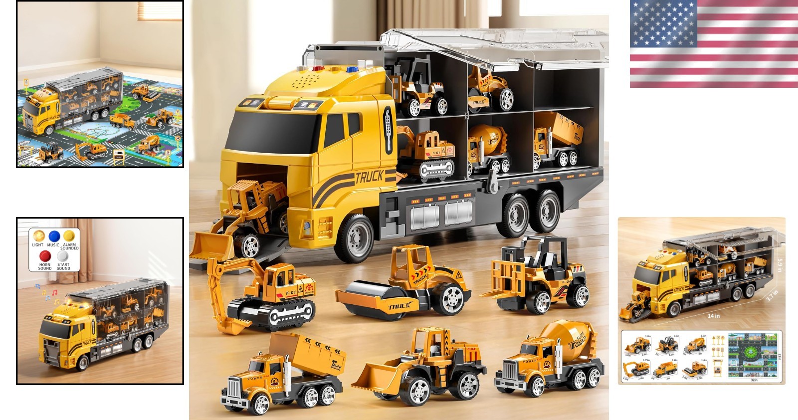 Interactive Construction Truck Vehicle Set for 3-8 Old Boys | 8-Piece Toy