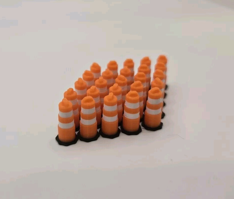 Custom 3D 1/87 Scale Traffic Drum Barrel *25 Pack*