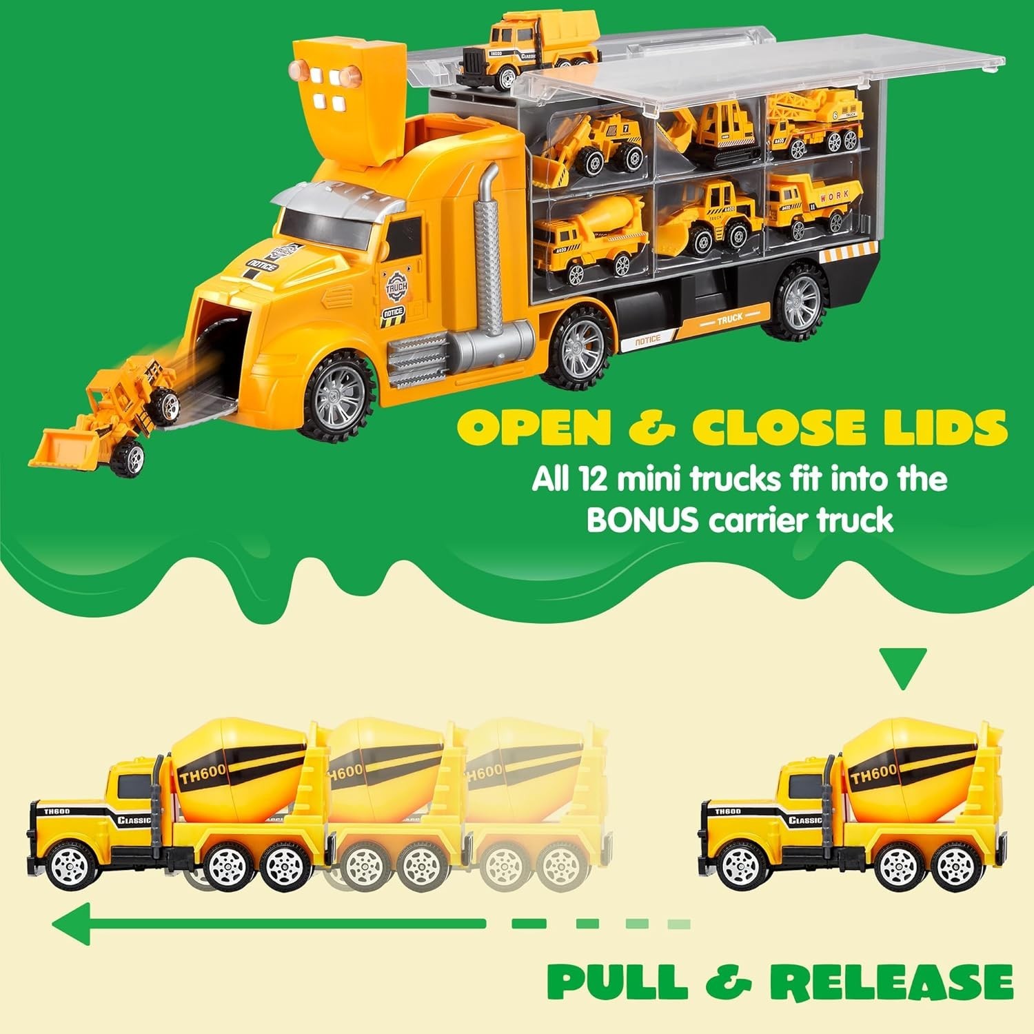 Realistic 25-in-1 Construction Toy Set with Trucks & Worker Figures for Boys