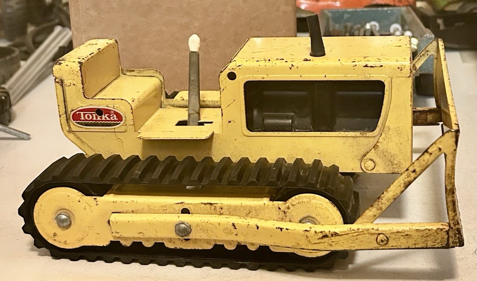 Vintage Tonka 1961 #100 Bulldozer – Yellow Blade pressed steel