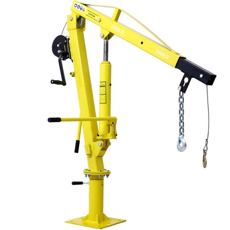 2000 lbs Hydraulic Pickup Truck Crane Hoist Jib Crane 360° Swivel Hoist Lift