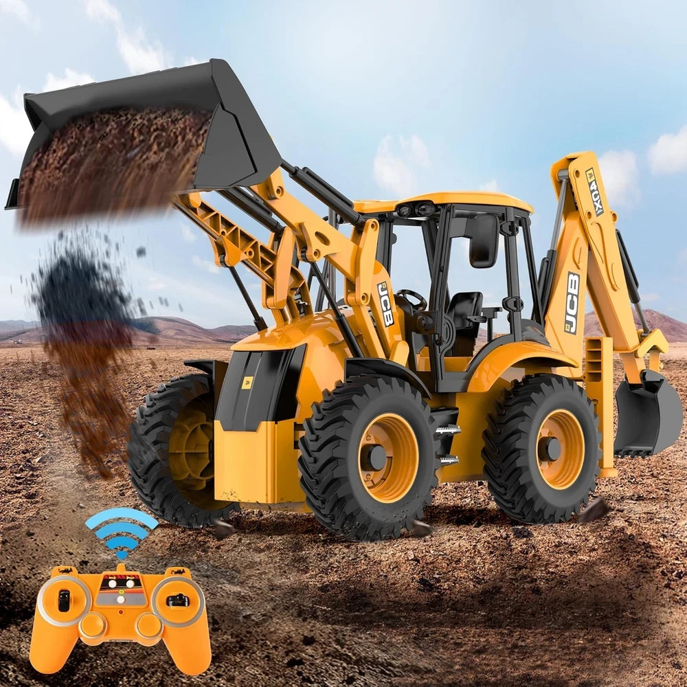 DOUBL E JCB 1:20 Scale RC Excavator & Loader – Dual-Function Construction Model
