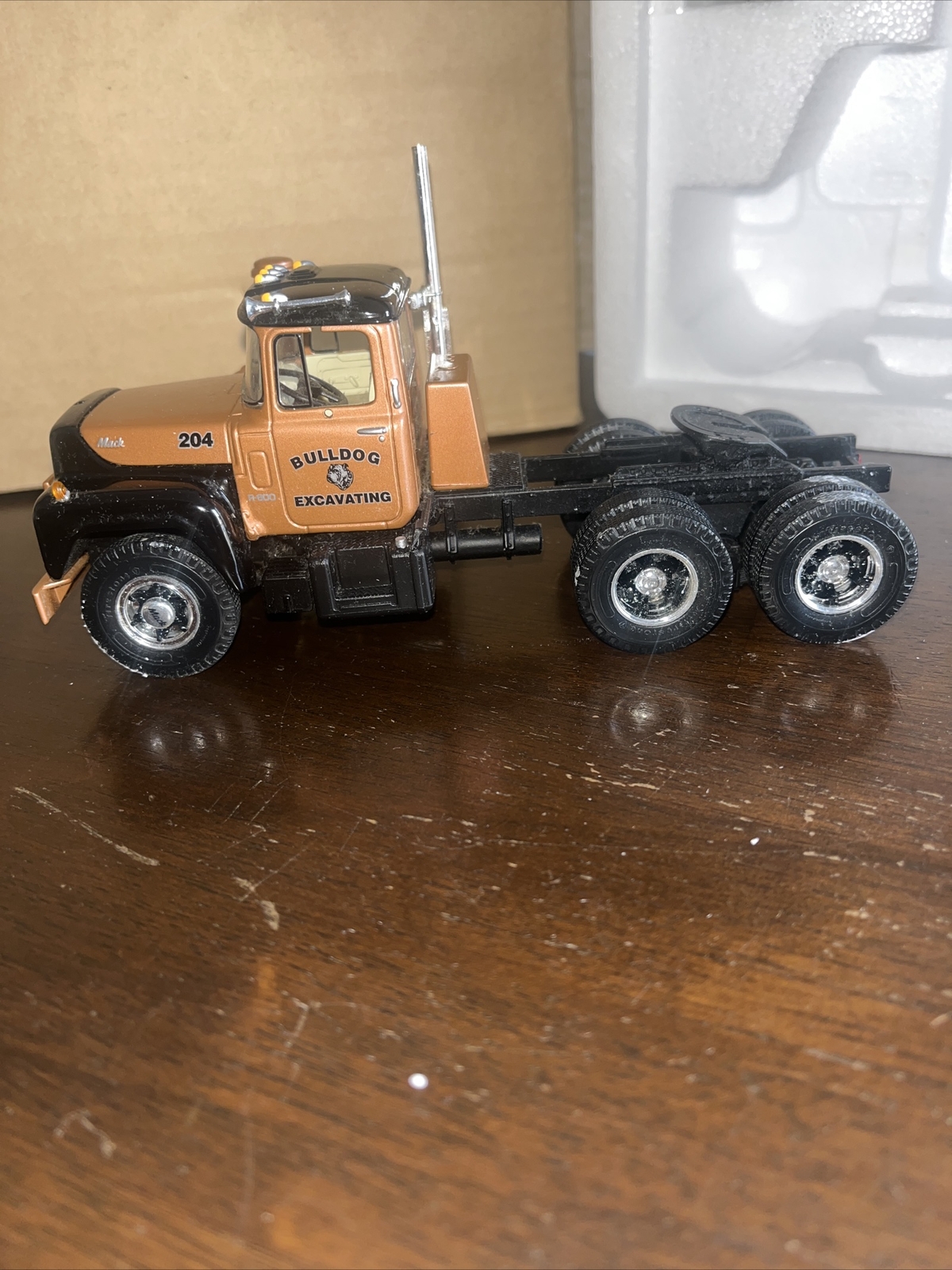 First Gear Mack 19-2500 Transport 204 Model R600 Truck with long dump trailer