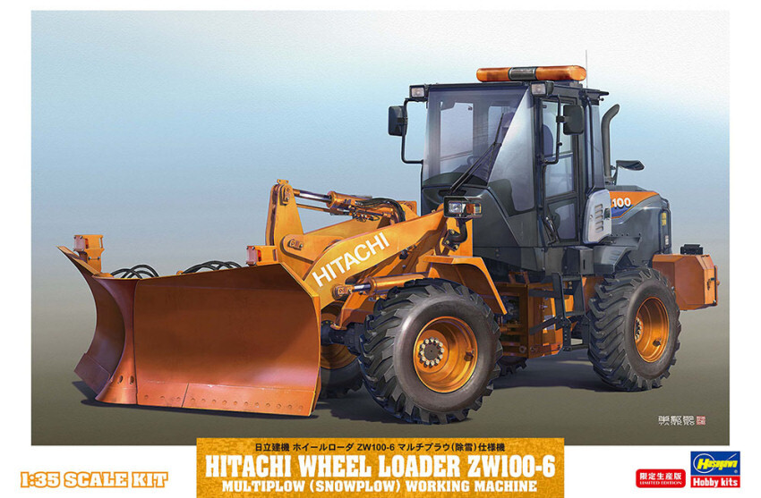 Modellino kit di montaggio Hasegawa HITACHI RADLADER ZW-100-6 SPAZZANEVE 1:35