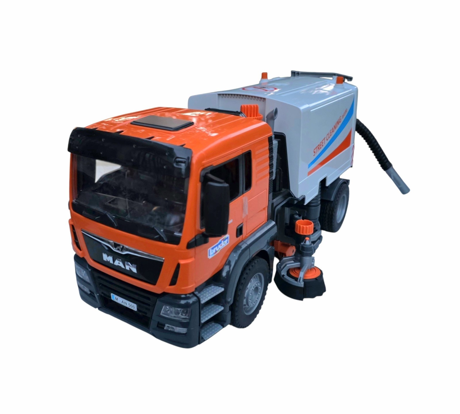 BRUDER MAN TGS 26.500 1:16 Street Sweeper Truck Orange/White Plastic 2009 EUC ✅️