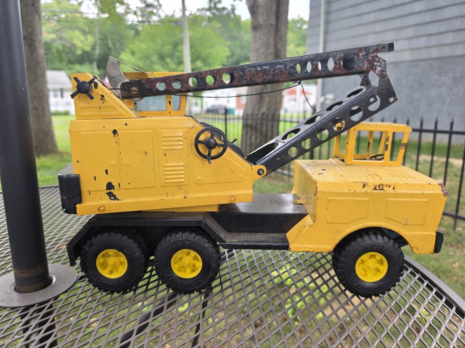 Vintage 1960s NY-LINT Toy Truck Michigan Equipment Crane Metal Pressed Steel