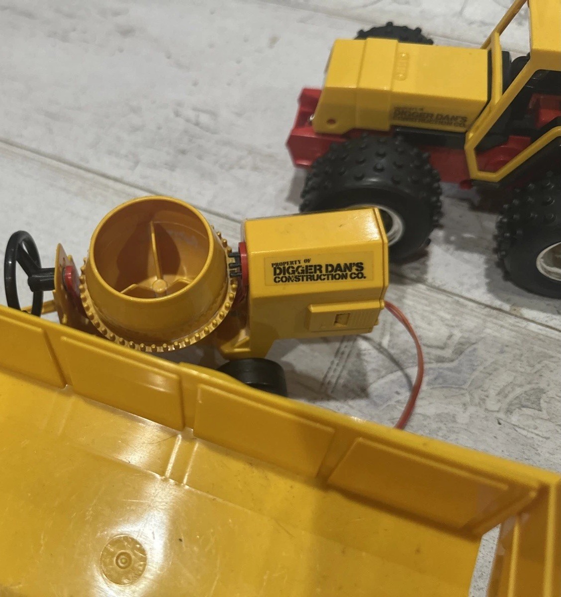 Digger Dan Construction Toy Lot – -Crane-Tractor-Trailer-Truck – Mixer-