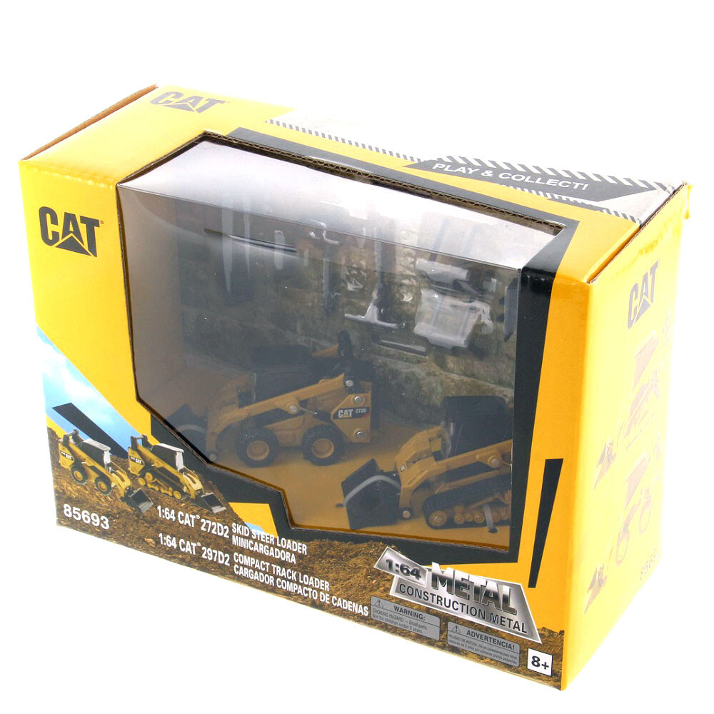 Diecast Masters 85693 Cat 272D2 Skid Steer & 297D2 Track Loaders 1/64 Scale