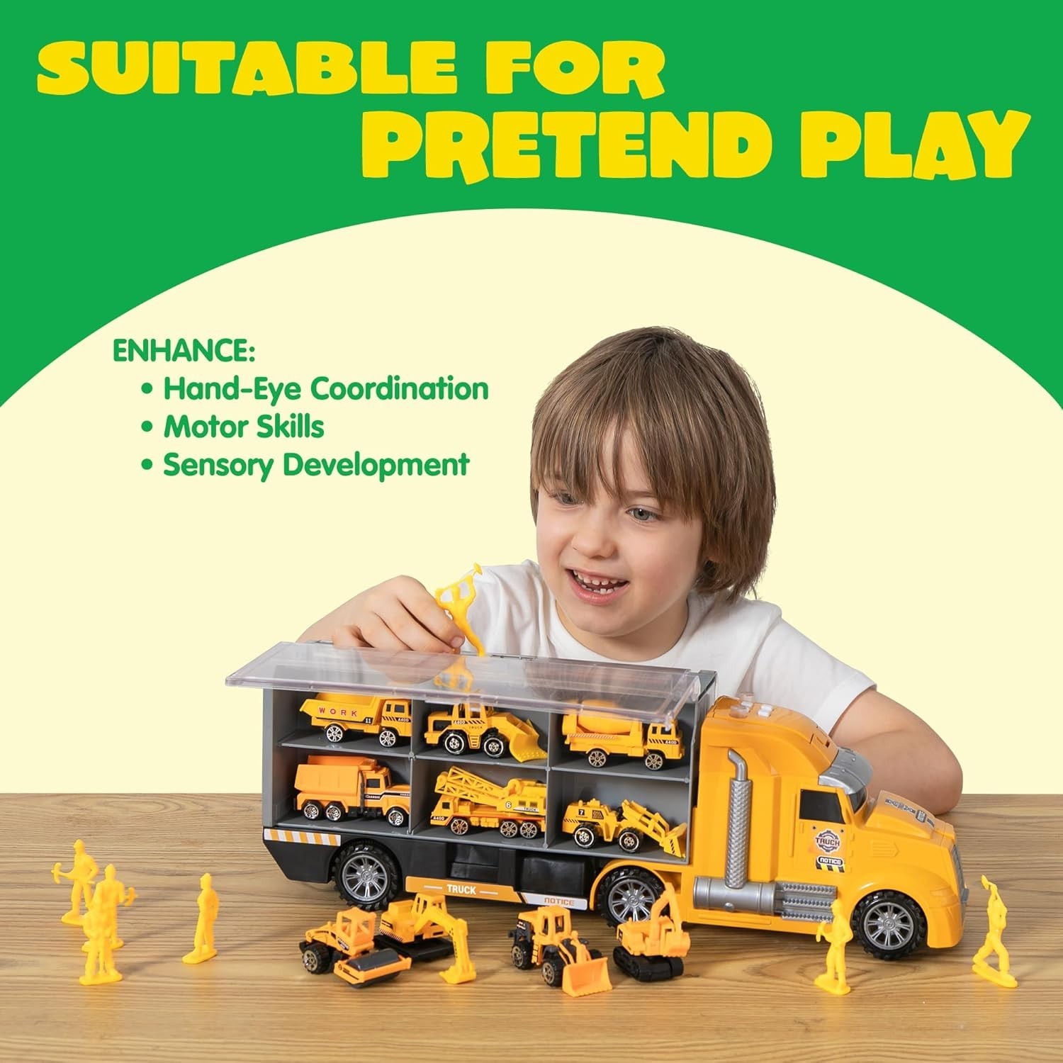 Realistic 25-in-1 Construction Toy Set with Trucks & Worker Figures for Boys