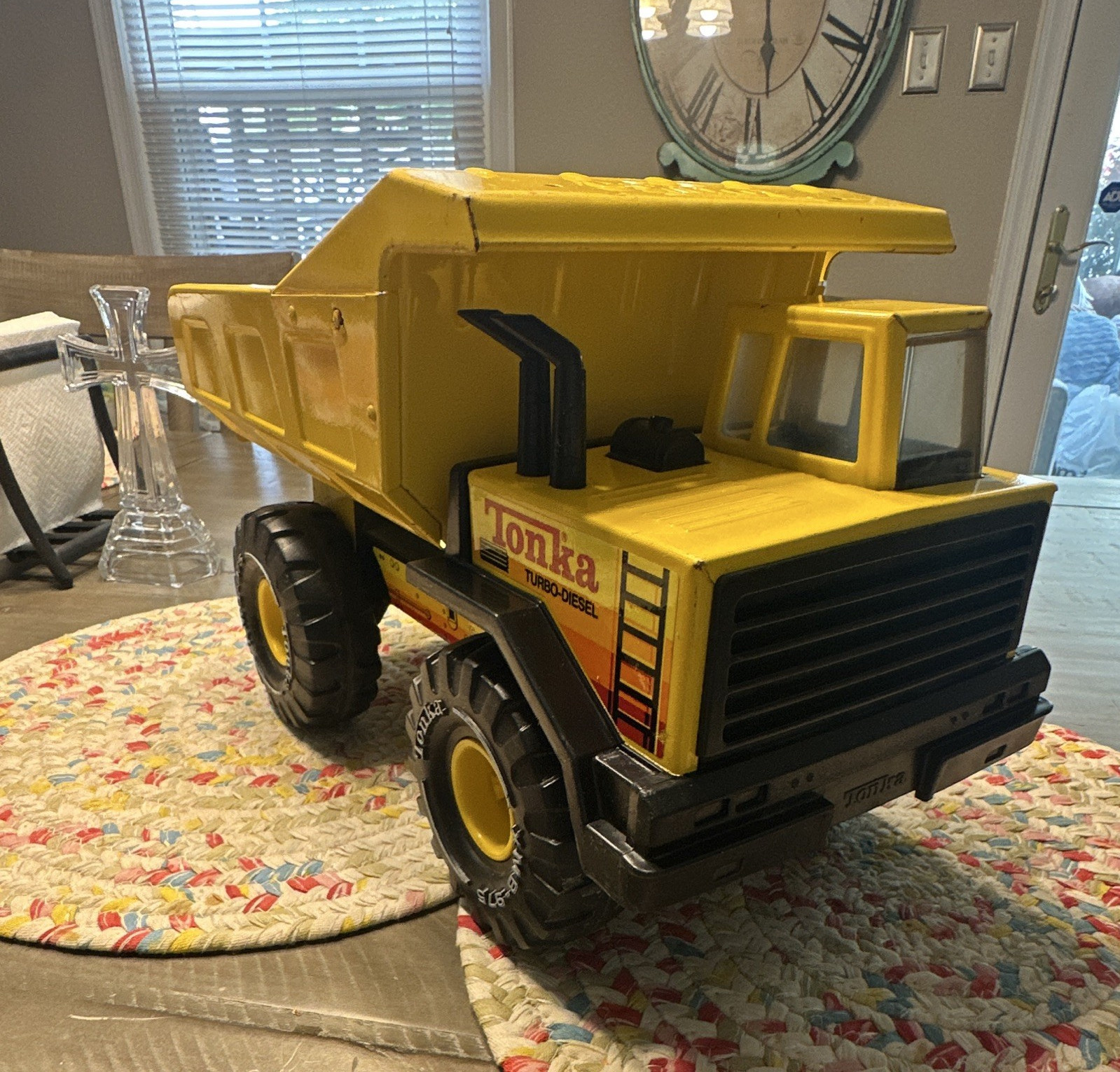 TONKA 🦺🚧🚧🚧Turbo-Diesel XMB-975 YELLOW🟨⬛️BLACK DUMP TRUCK 🛻