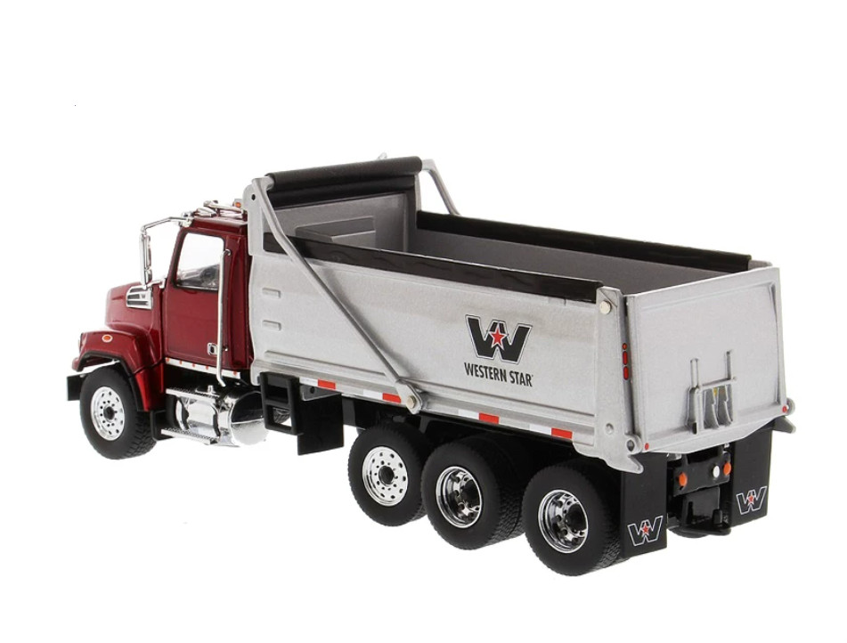 1:50 DM Western Star 4700 SF Dump Truck in Red with Silver Dump Body Collection