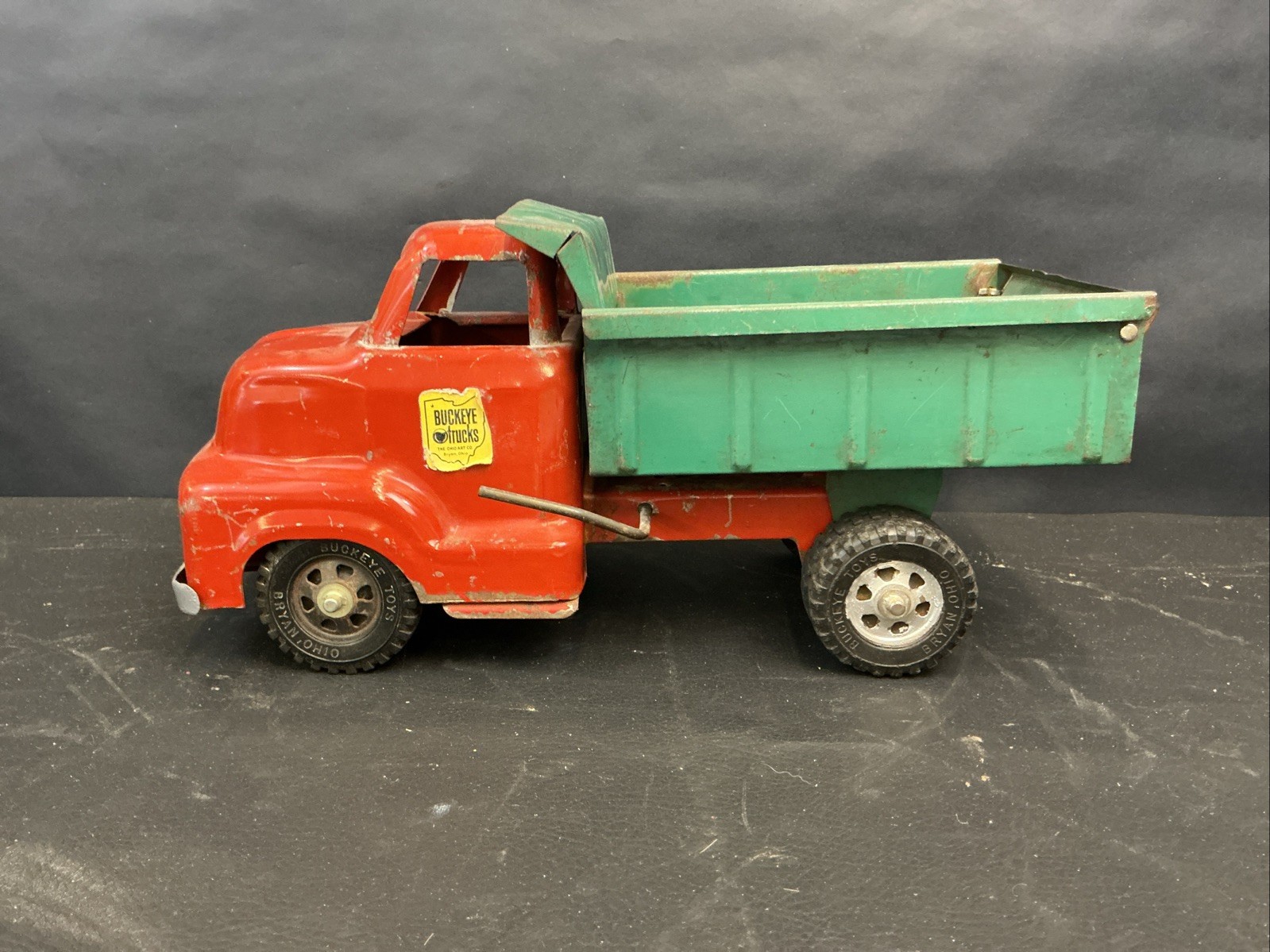 Buckeye Trucks Pressed Steel Dump Truck Red and Green Construction Vehicle
