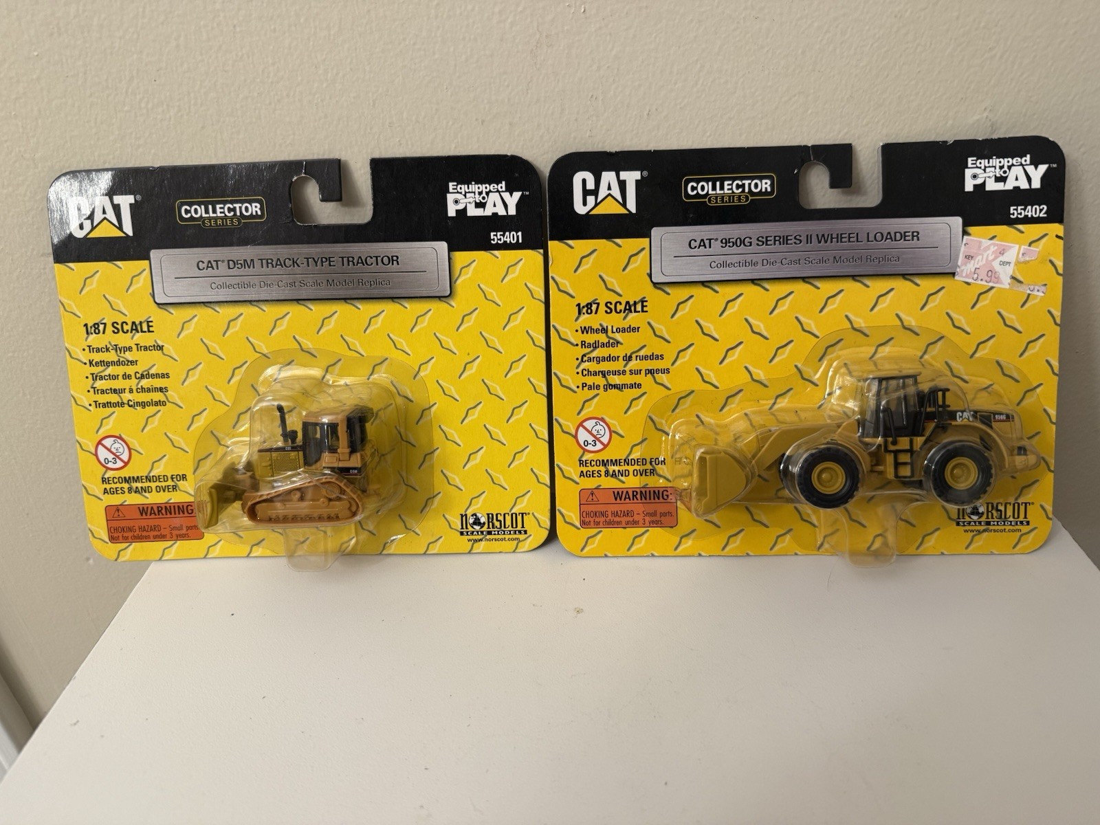 2 Norscot CAT D5M TRACK-TYPE TRACTOR & 950G Wheel Loader 1:87 Diecast 2005 NEW