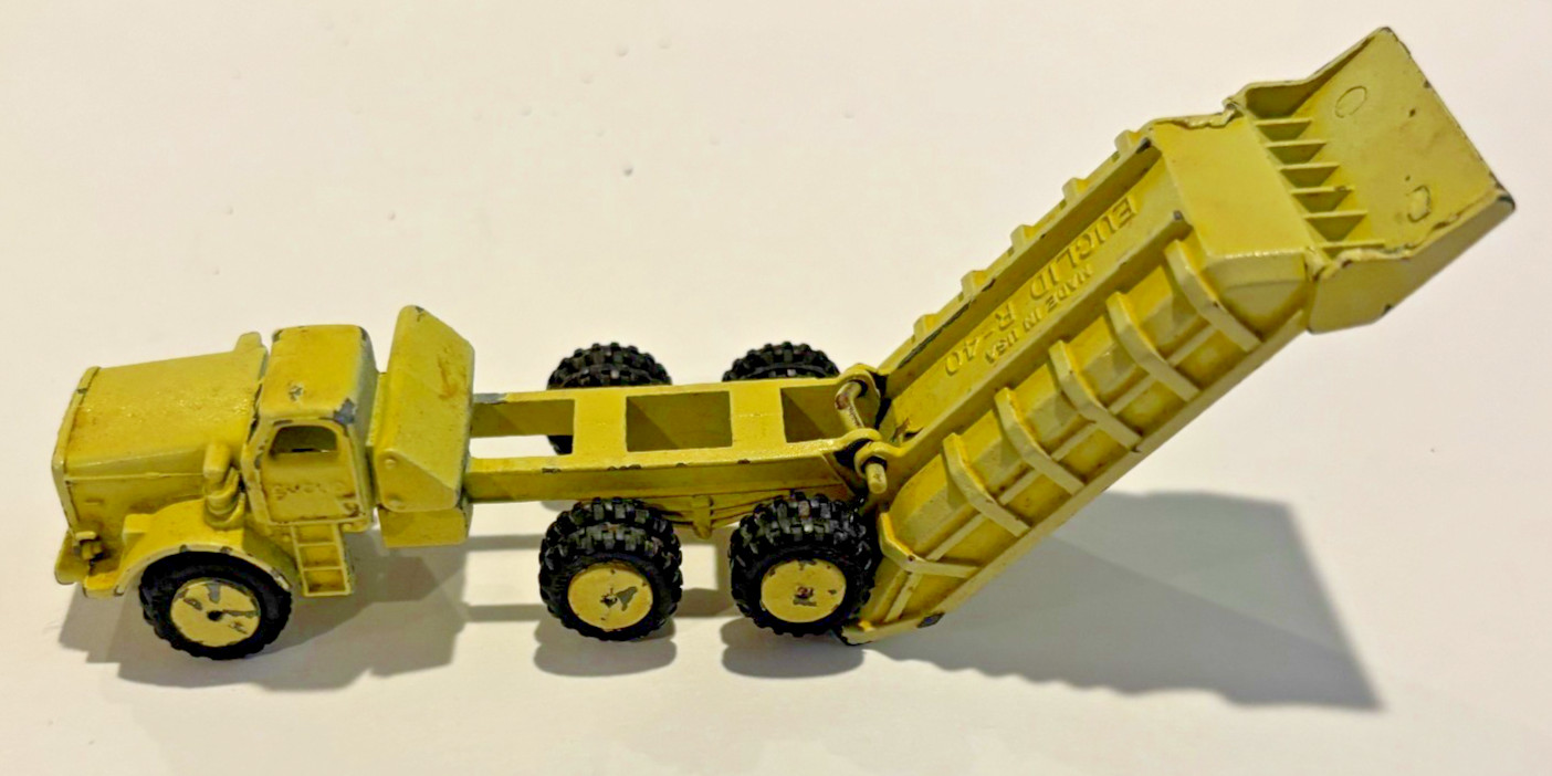 Vintage Mercury Lit’l Toys Gibbs #7-69 Euclid R-40 Dump Truck yellow-green, used