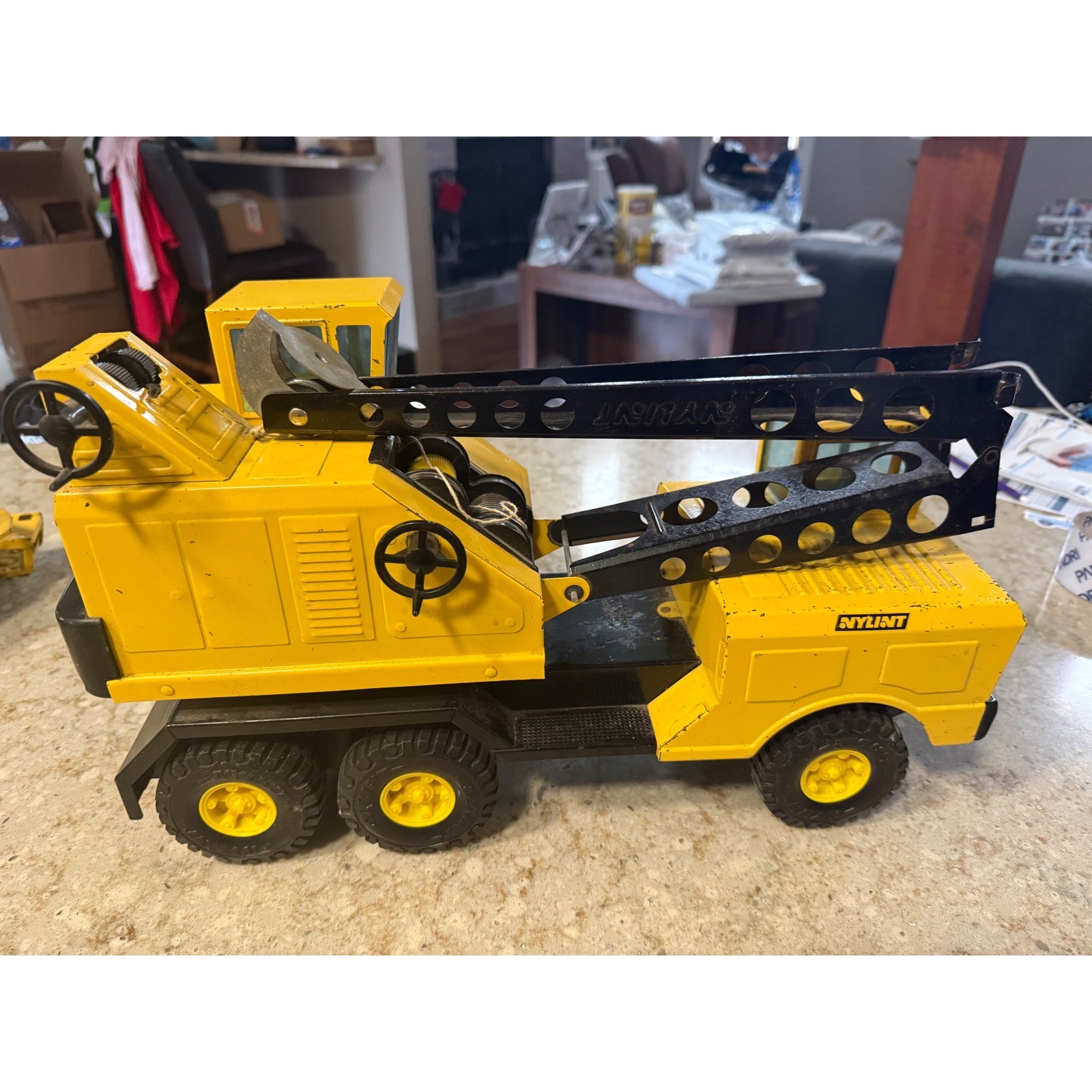 Vintage Nylint Michigan Shovel Crane Pressed Steel Toy Truck Yellow Made in USA