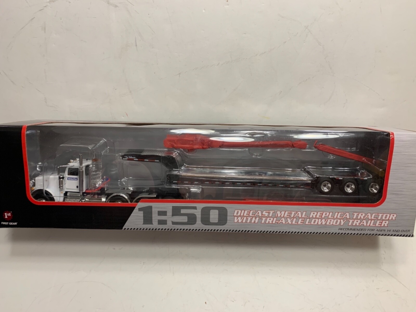 First Gear Peterbilt 367 with Talbert Lowboy White & Black 1:50 Scale 50-3349
