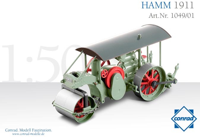 Conrad 1049-01 Hamm 3-Wheeled Historic Roller – 1911 Die-cast 1/50 Brand-new MIB