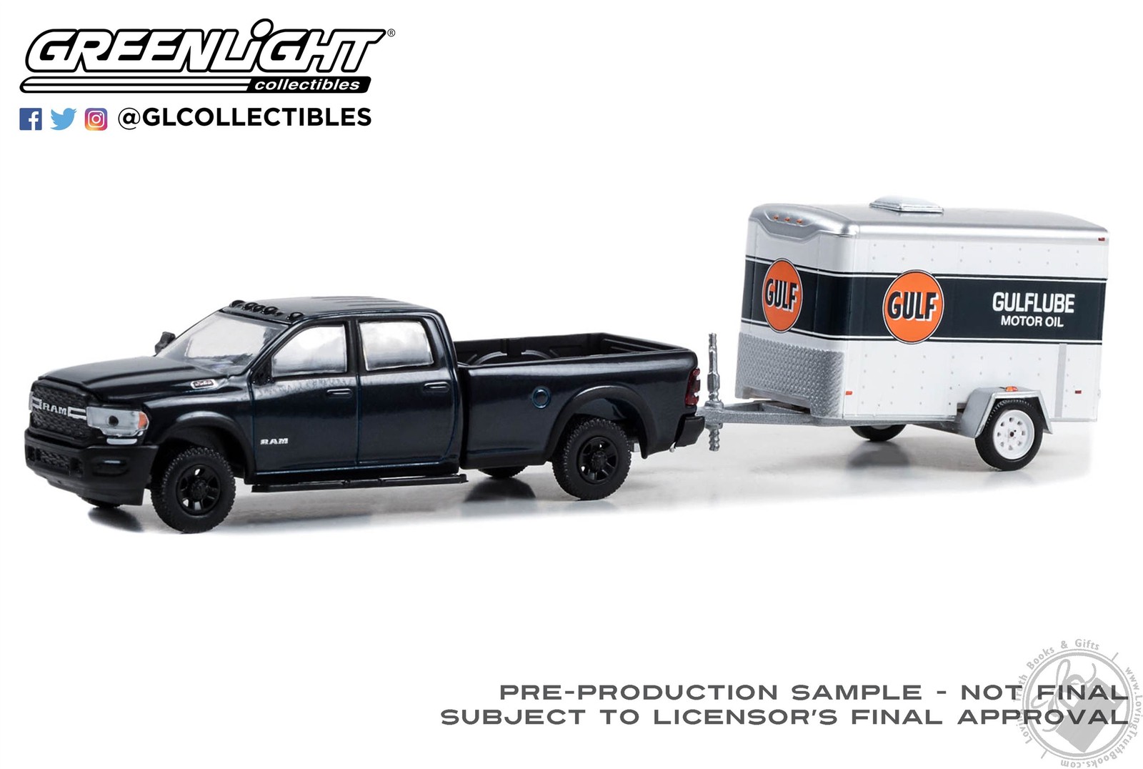 2023 Ram 2500 Gulf Oil w/Small Cargo Trailer, Hitch & Tow 29, 1/64 Diecast Model