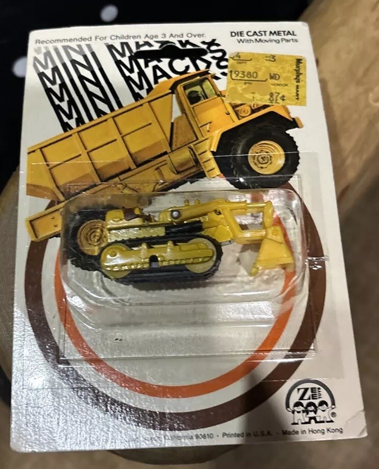Zee Toys Mini Macks Track-Type Loader, Yellow. Sealed Package, 1981