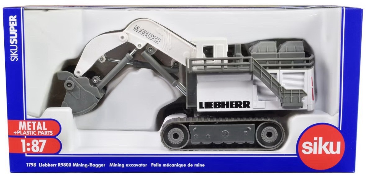 Liebherr R9800 Mining Excavator White and Gray 1/87 (HO) Diecast Model by Siku