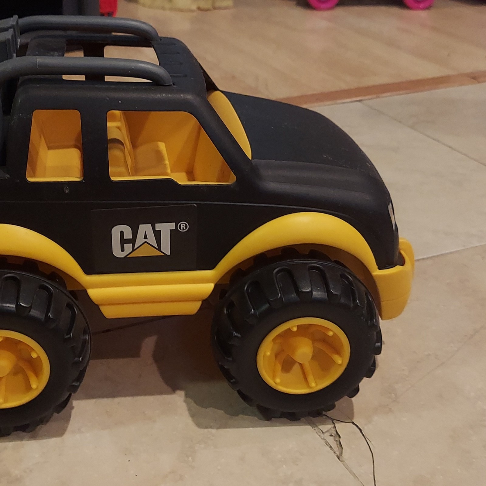 CAT Plastic Pickup Truck Construction Toy Vehicle, Black Yellow Gray