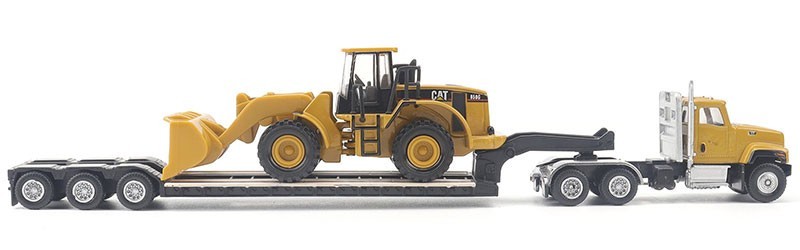 Caterpillar CT681 Day Cab Tractor with Lowboy Trailer and Cat 950G Wheel Loader