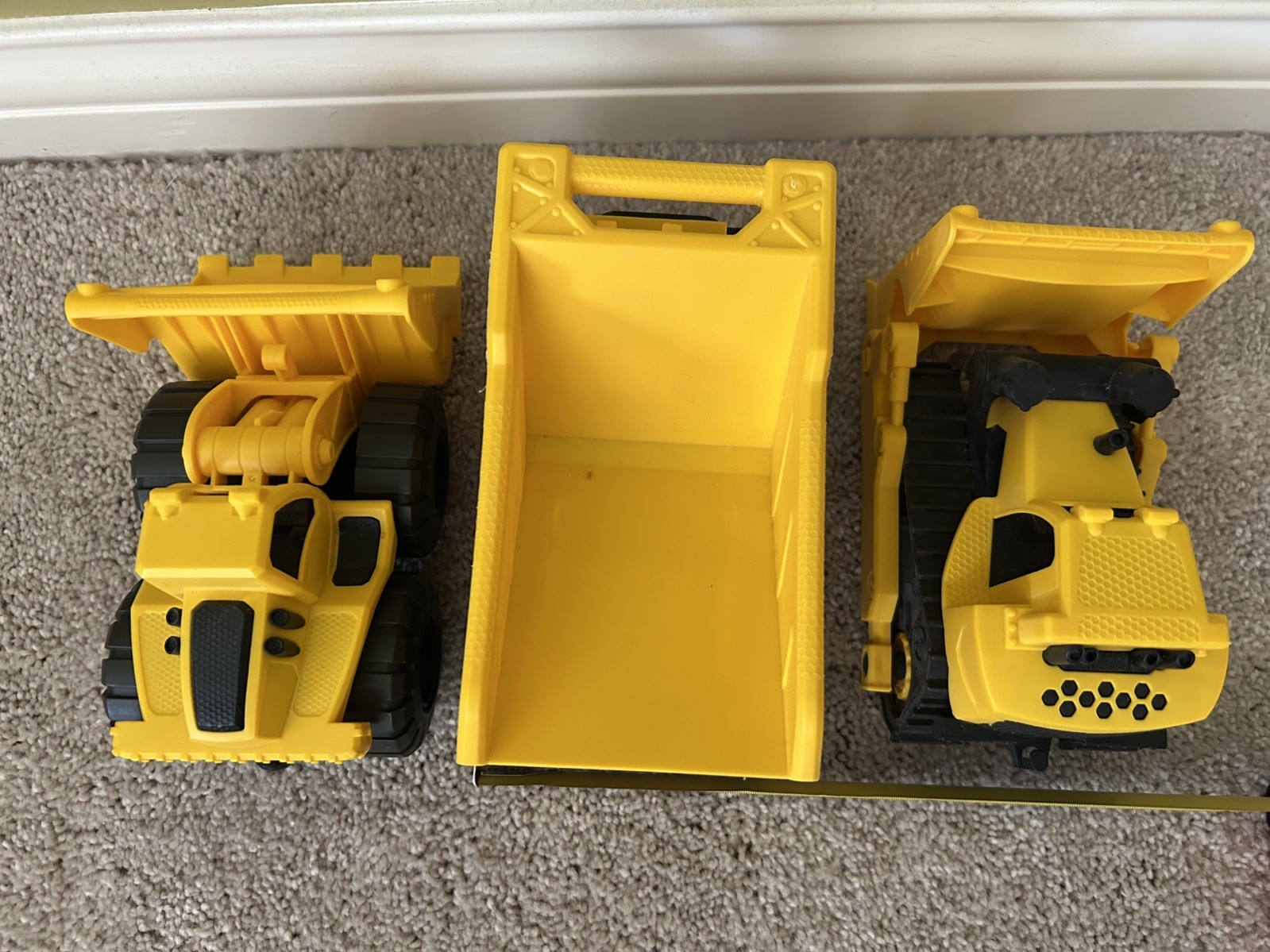 Cat Construction 7″ Dump Truck Loader Dozer Toys Set Lot Yellow Plastic