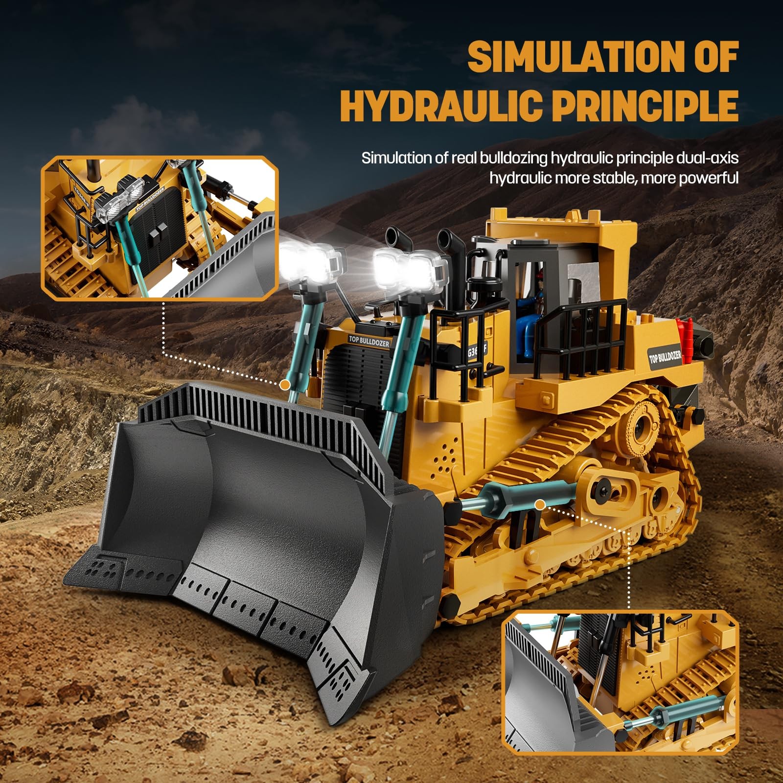 Bulldozer Con Control Remoto Với Luces Y Sonidos Para Ninos De Lujo Pro