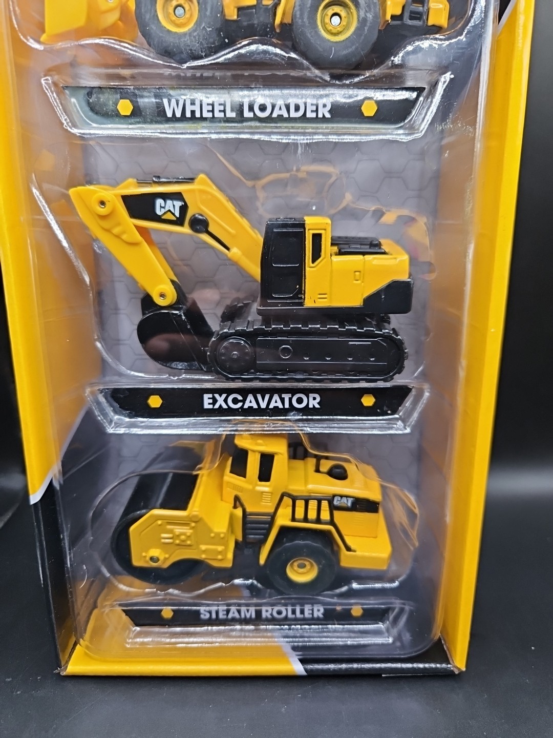 CAT Construction Metal Vehicle 3 Pack Wheel Loader, Excavator, Steam Roller